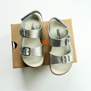 Merrell BARE STEPS Sandal NEW Leather Silver 8.5W girls toddler
